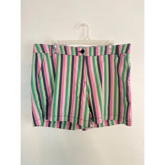 Crown & Ivy Women’s Caroline Striped Shorts Size 16 Multicolor Cotton/Spandex - Picture 1 of 4